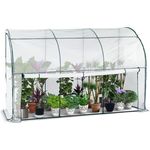 VOUNOT Gewächshaus Foliengewächshaus, Anlehngewächshaus Winterfest Stabil, 300x100x180cm Weiß