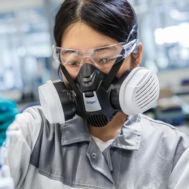 Dräger X-plore Atemschutzmaske, Kombi-Filter P3 Bajonett A1B1E1K1 Hg, Schutz gegen Gase, Dämpfe und Partikel – Bild 7