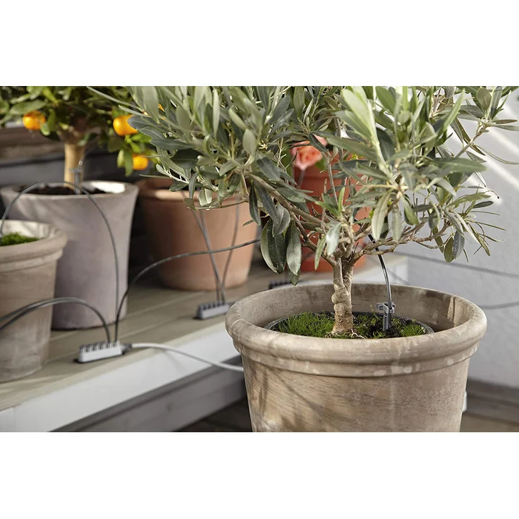 GARDENA city gardening Urlaubsbewässerung: Pflanzenbewässerungs-Set für drinnen und draußen, individuelle Bewässerung von bis zu 36 Pflanzen (1265-20) Netzbetrieb mit eingebautem Zeitschalter – Bild 3