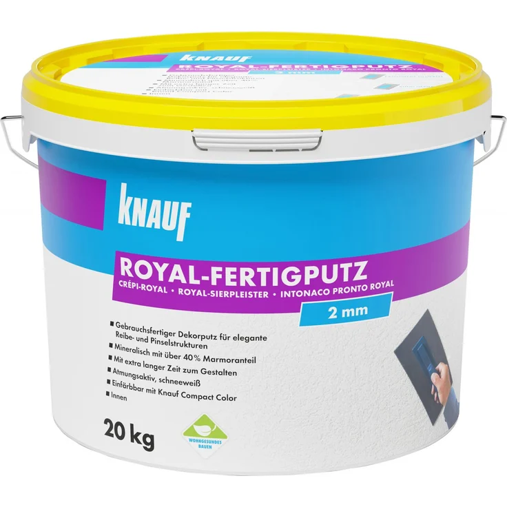 Knauf Royal-Fertigputz 20 kg 2,0 mm Körnung, schneeweiß – Bild 4