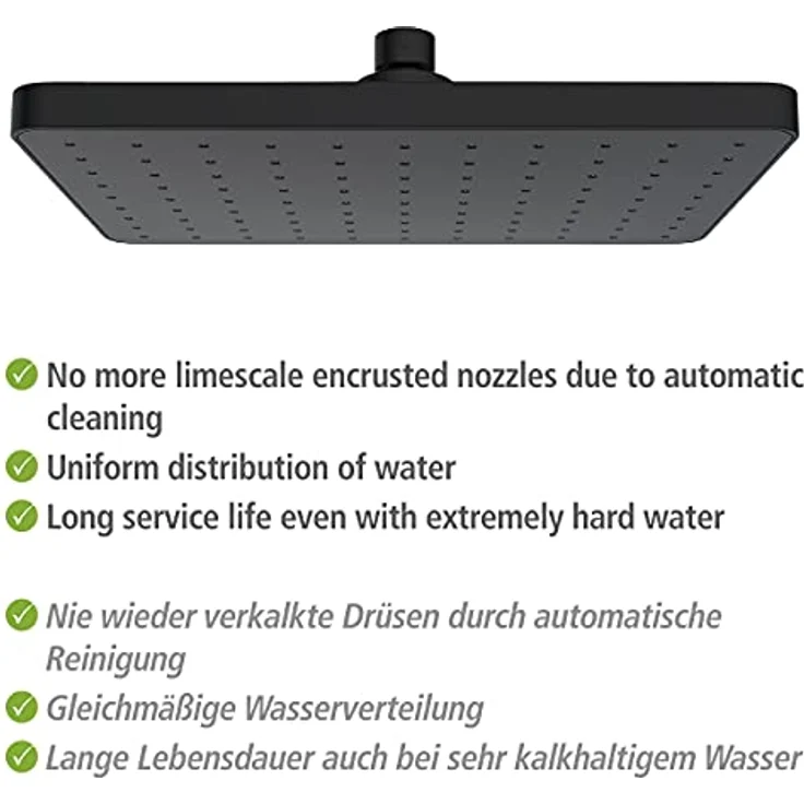 WENKO Regenduschkopf Automatic Cleaning, schwarz, mit Kalkablagerungs-Verhinderungssystem – Bild 5