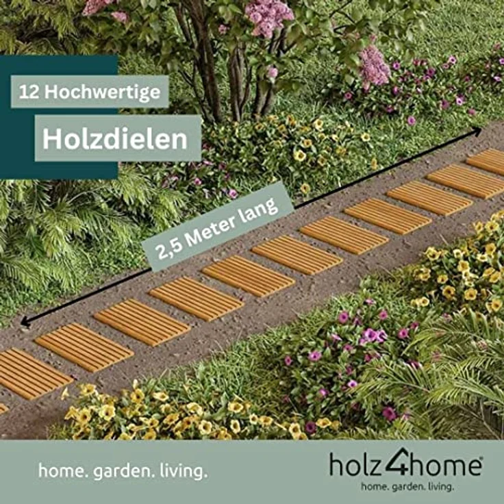 holz4home Rollweg Aus Lärche 25 cm | Witterungsbeständig, schnell trocknend und Stabil | Rutschfeste Oberfläche durch Riffelung – Bild 3