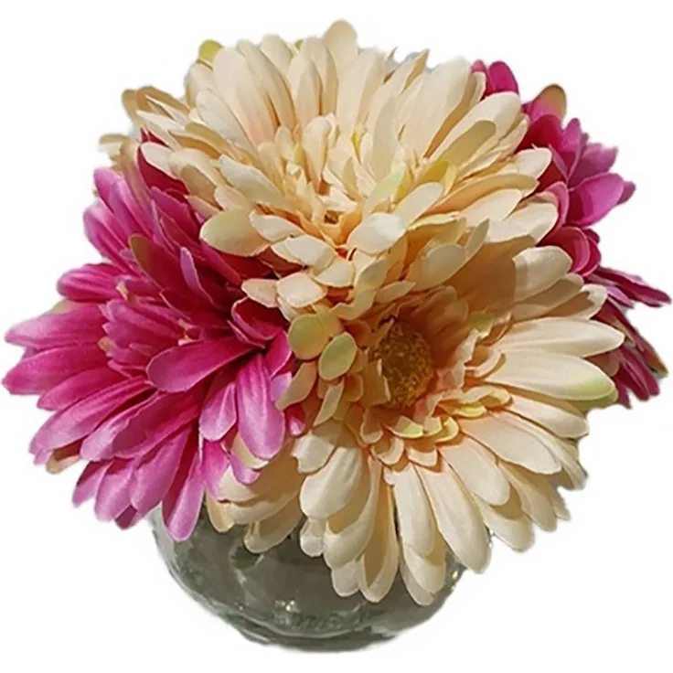HTI-Living Kunstblume Margeritenstrauß in Vase Flora Margerite, pink, Höhe 15 cm