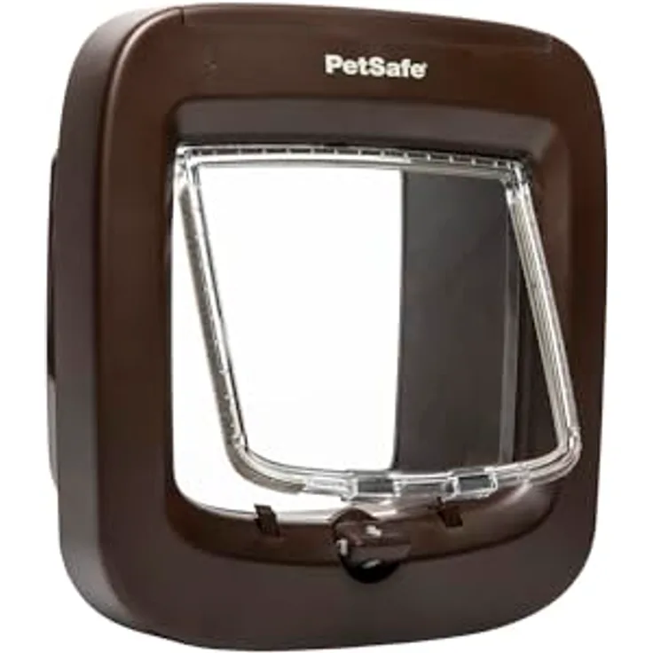 PetSafe Mikrochip Katzenklappe PPA19-16811, 2-Wege Haustierklappe mit RFID-Technologie, braun