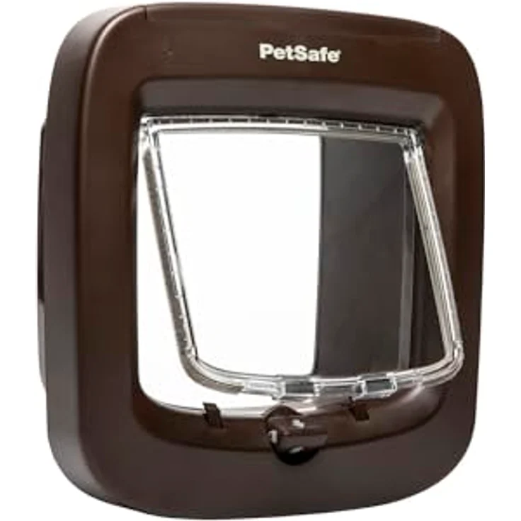 PetSafe Mikrochip Katzenklappe PPA19-16811, 2-Wege Haustierklappe mit RFID-Technologie, braun – Bild 1