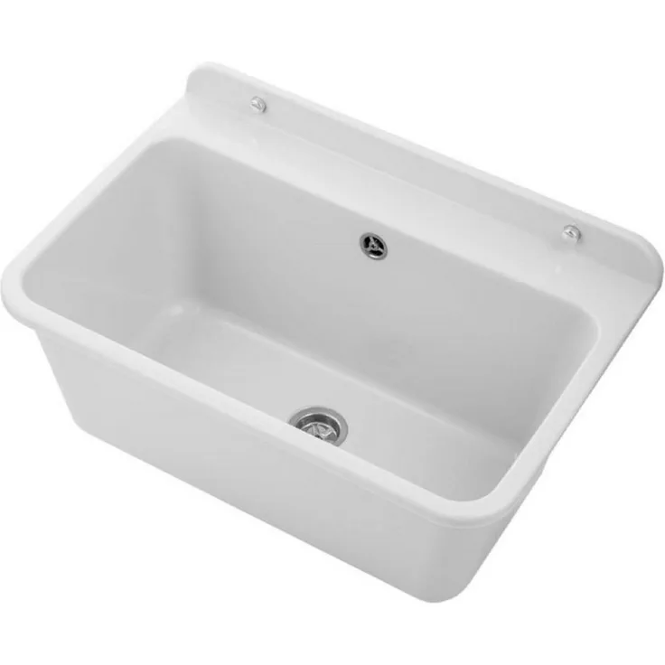 QLS Küchenspüle LARGE, Kunststoff-Spülbecken, 61x41 cm Ausgussbecken für Garten Garage Werkstatt - Preisvergleich