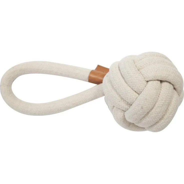 D&D Hundespielzeug Harper Ball mit Schlaufe beige, Ø 15 mm, aus Baumwolle, robust und interaktiver Spielspaß