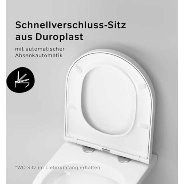 Spülrandloses Wand-Hänge-WC inkl. WC-Sitz mit Soft-Close-Absenkautomatik - Wand-WC Hängend ohne Spülrand, Hänge-Toilette Spülrandlos aus Keramik - AM.PM CTA1700SC Hit FlashClean, Weiß – Bild 5