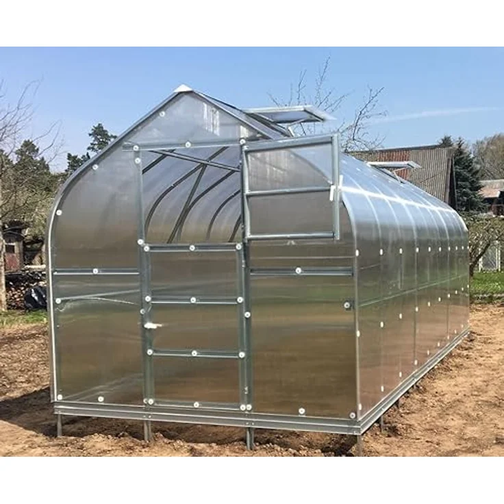 Klasika Gewächshaus KLASIKA STANDART 15 (2,5 x 6 m) mit Fundament, 4 mm Polycarbonat und dachluken mit automatischen Öffnern, geräumig – Bild 2