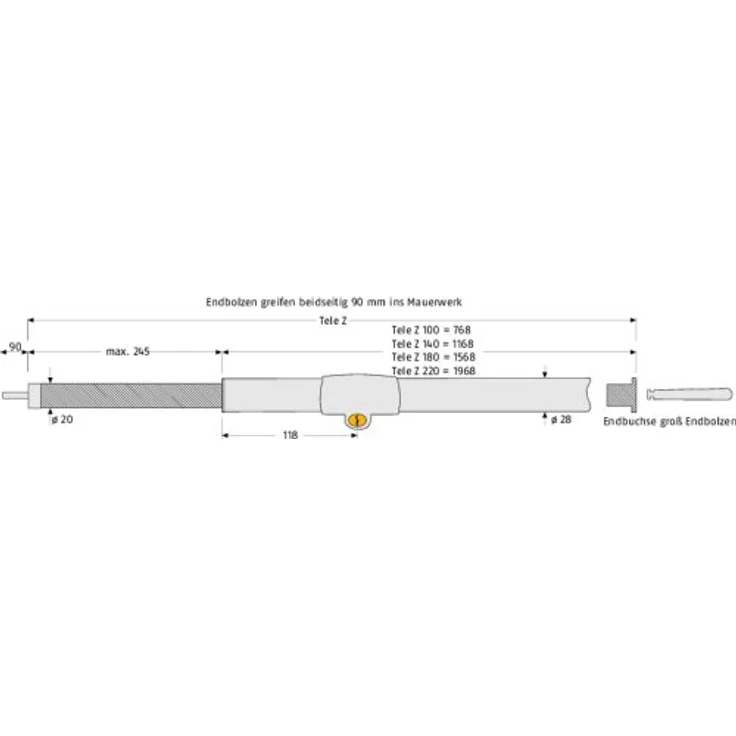 Teleskopstange ABUS Tele-Z 100 gleichschließend : Weiß – Bild 4