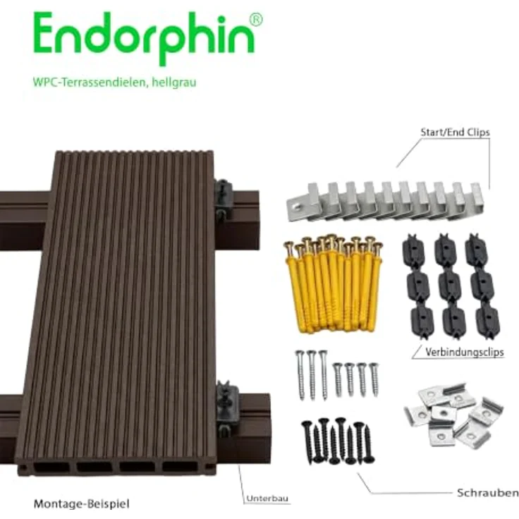 Endorphin Terrassendielen ® 8m² Hellgrau WPC, Komplettset mit rutschfester Oberfläche und pflegeleichter Reinigung – Bild 3