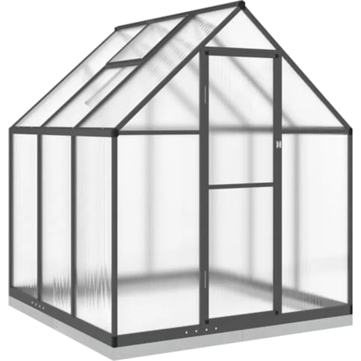 vidaXL Gewächshaus mit Fundamentrahmen Anthrazit 169x169x202 cm Alu, wetterbeständiger Rahmen, UV-beständige Platten, durchdachtes Design – Bild 1