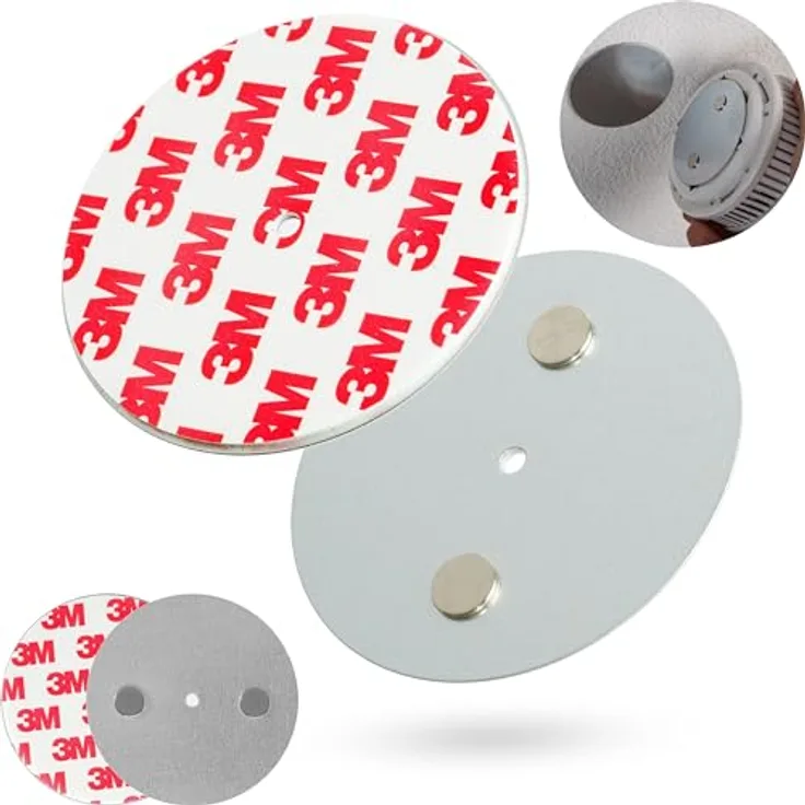 Rauchmelder Magnethalter, 2er Pack, Ø 70 mm, Selbstklebend, 3M Pads, Warnmelder Magnethalterung zur einfachen Befestigung ohne Bohren und Schrauben