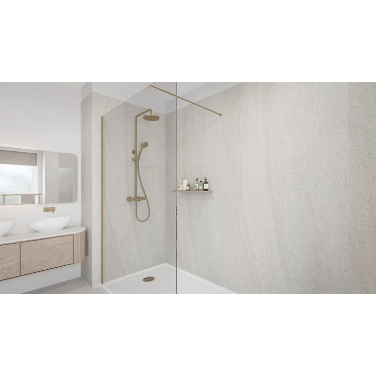 Wetwall Duschrückwand Elite Moonlit Sand, einfache Montage ohne Bohren, fugenfreies Design