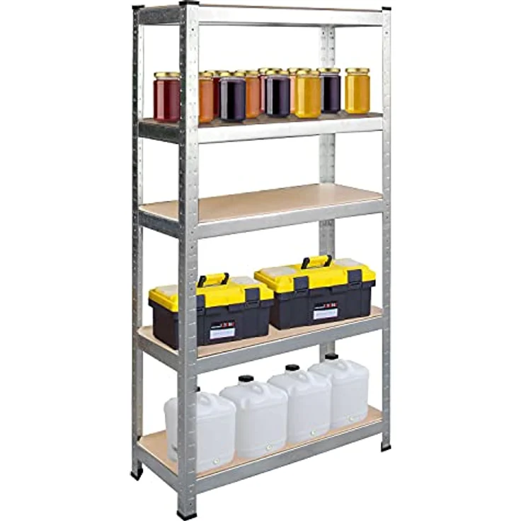 Humberg HR-810 Kellerregal Schwerlastregal, Metallgestell mit 5 Ablagen, belastbar bis 625 kg, 30 x 75 x 150 cm, Silber – Bild 5