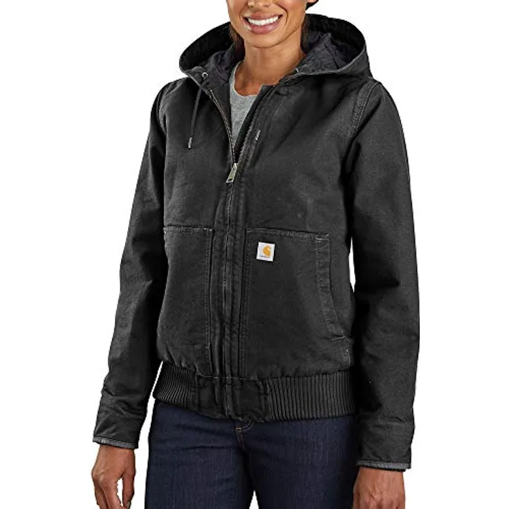 Carhartt WASHED DUCK ACTIVE JACKET, leichte Wärmedämmende Arbeitsjacke aus 100% Baumwolle, schwarz