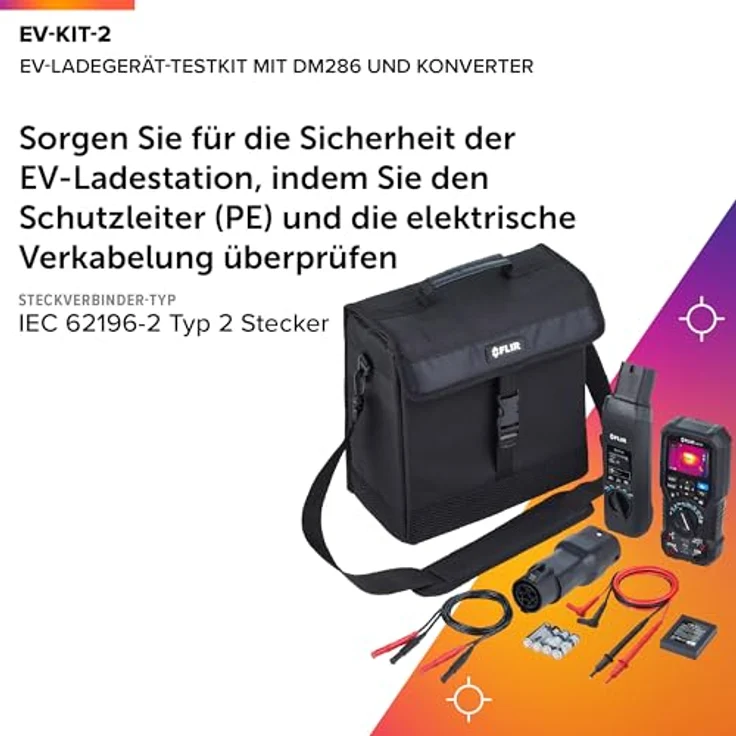 FLIR EV-KIT-2, EV-Ladegerät-Testkit mit EV45-T2, DM286 und Messleitungen zur Überprüfung der elektrischen Sicherheit – Bild 2