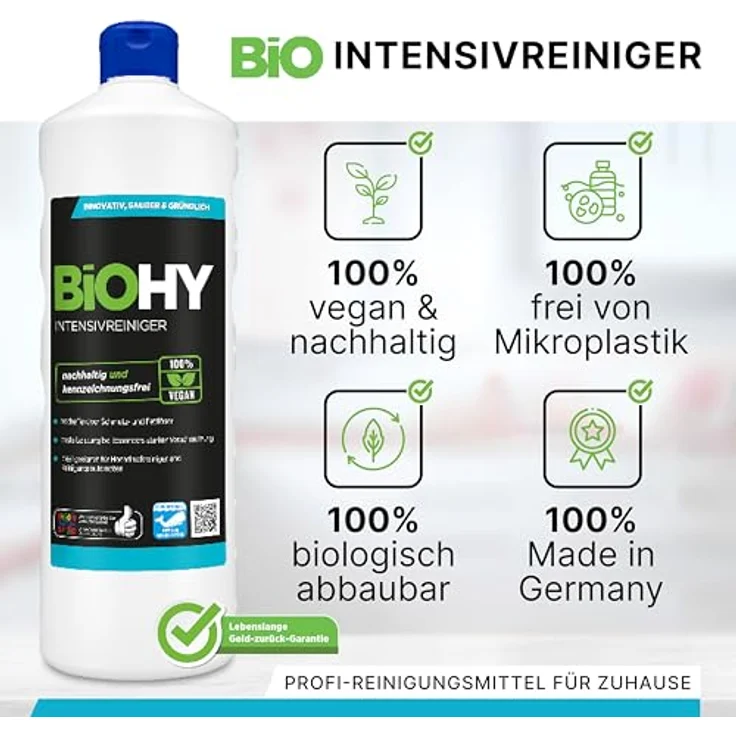 BiOHY Intensivreiniger 1 x 1 Liter Flasche Allzweckreiniger, hocheffektiver Schmutz- und Fettlöser, Bio-Putzmittel, sparsames Konzentrat – Bild 2