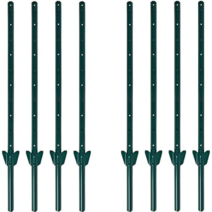 ESTEXO Zaunpfosten Zaunanker Erdanker 137 cm, 8er Set, grün, für Sechseckgeflechte und Volierendraht – Bild 1