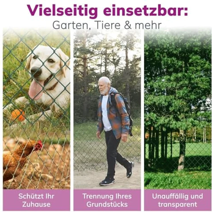 B!HOME Maschendrahtzaun grün, 80 cm hoch, 15 m lang, wetterfester Gartenzaun mit Viereckgeflecht für Grundstück und Tiergehege – Bild 3