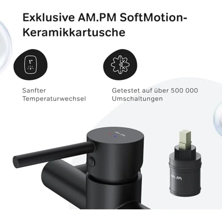AM.PM Spike Duscharmatur, Einhebelmischer mit SoftMotion Keramikkartusche, Schwarz, 2-Loch-Installation – Bild 4