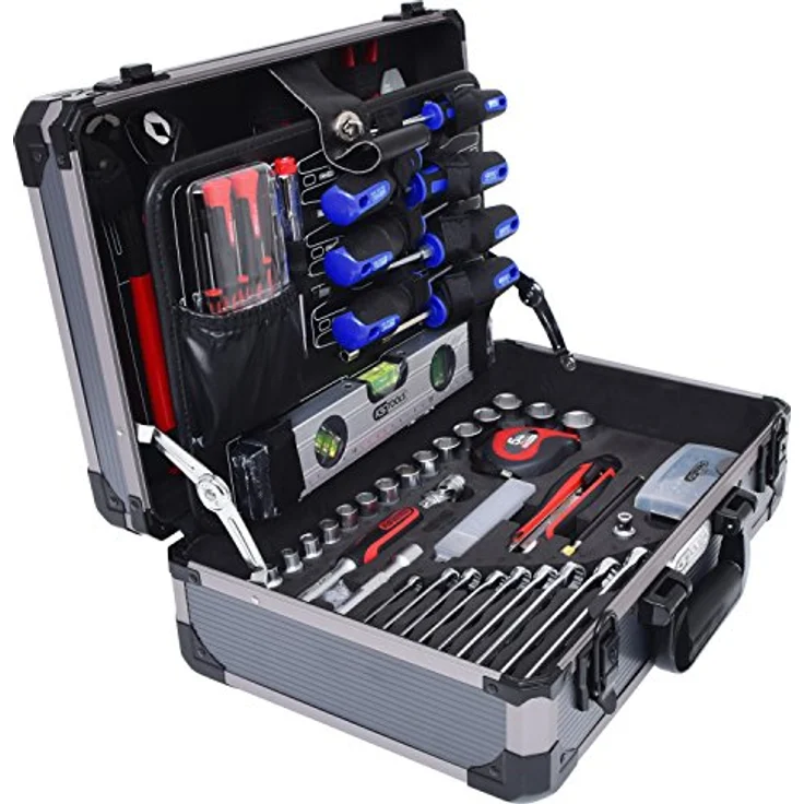 KS Tools Werkzeugkoffer (165 St), 3/8" UniversalSatz, 165-teilig, mit ERGOTORQUE Werkzeugen und Aluminium Wasserwaage – Bild 3