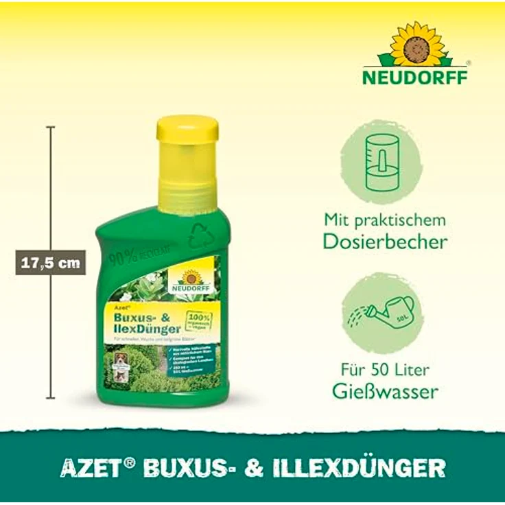 Neudorff Azet Buxus- & IlexDünger, 100% natürlicher Bio Flüssigdünger für gesundes Wachstum und kräftig grüne Immergrüne, 250 ml – Bild 3