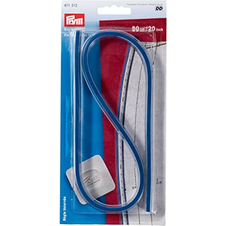 Prym Kurvenlineal flexibel 50cm/20inch, Messwerkzeug mit Metallkern, cm- und inch-Skala