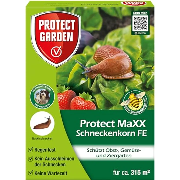 PROTECT GARDEN Protect MaXX Schneckenkorn FE, regenfest, natürliche Schneckenbekämpfung für Gemüse, Obst und Zierpflanzen, 1,2kg für bis zu 315m² – Bild 1