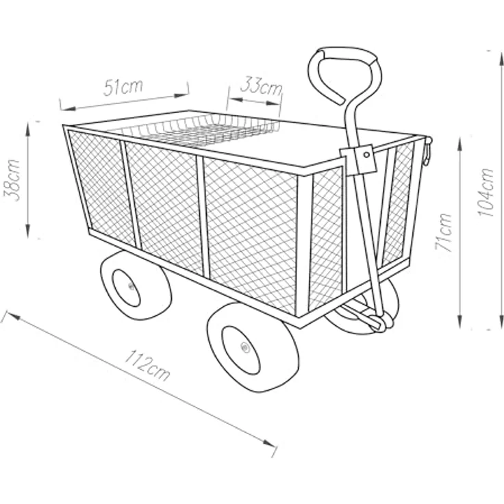 pro.tec Bollerwagen Corropoli, Handwagen mit herausnehmbarer Innenplane, max. 550 kg Tragkraft, ergonomischer Griff, klappbare Seitenwände, Schwarz/Gelb – Bild 2