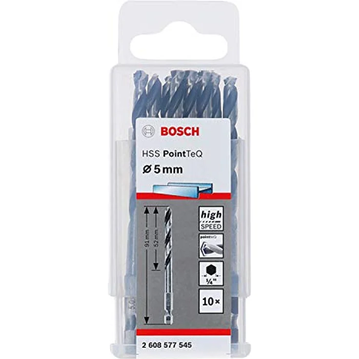 Bosch Accessories HSS Metall-Spiralbohrer PointTeQ, 10-teilig 5 mm DIN 338 mit Sechskantschaft und selbstzentrierender Spitze – Bild 2