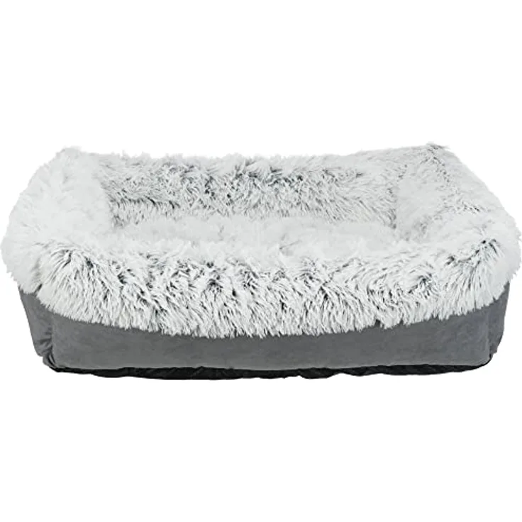 TRIXIE besonders kuscheliges und rutschfestes Hundebett "Bett Harvey, eckig, 100 x 75 cm, grau-schwarz" - 38024