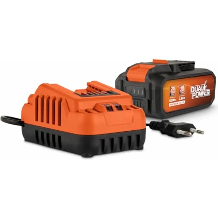 Powerplus POWDP90640, Dual Power Akku- und Ladegeräteset mit 40V 5000mAh Akku, orange