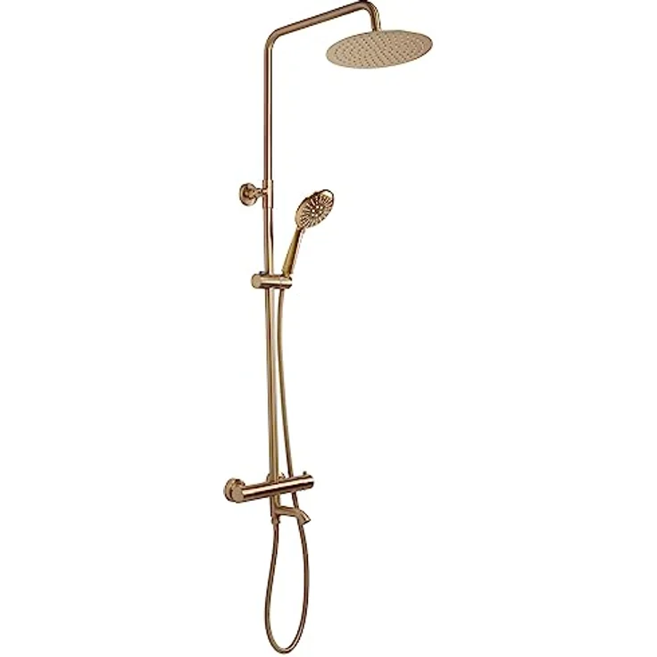 wohnwerk.idee Duschsystem Dusche mit Thermostat Lungo Gold Matt Gebürstet, langlebig und korrosionsbeständig – Bild 2