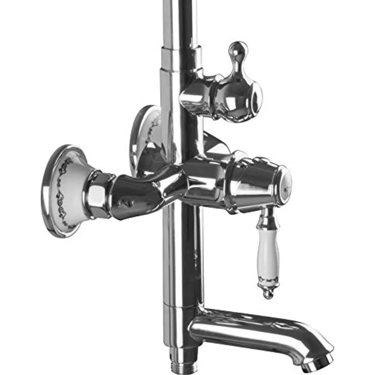 PaulGurkes Duscharmatur PGSETNXAP1, Duschsystem mit Kopfbrause, Handbrause und ausklappbarem Auslauf, Chrom – Bild 3