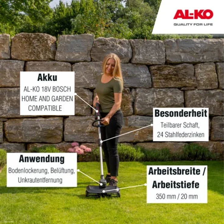 AL-KO BOSCH HOME AND GARDEN COMPATIBLE Akku-Rasenlüfter AR 1835 - ohne Akku und Ladegerät – Bild 3