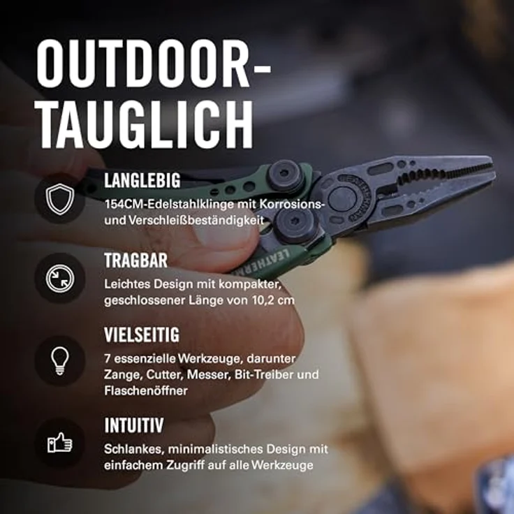 Leatherman Skeletool CX, Multitool mit 7 Funktionen, Edelstahl, Dark Green – Bild 4
