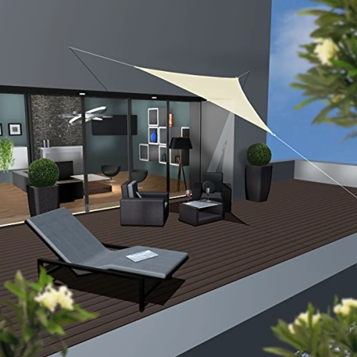 AMANKA 3x3x3 UV Sonnensegel Dreieck Wasserdurchlässig - Sonnenschutz Balkon Dreieckig - 3m Terrassendach Sichtschutz Garten Sonnendach Pool Pergola Trampolin Wohnwagen Sonnenschutz Terrasse Camping – Bild 2