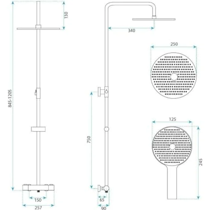 wohnwerk.idee Duschsystem Regendusche Set, Duscharmatur mit Handbrause und Thermostat, höhenverstellbar, keine Wannenauslauf – Bild 8