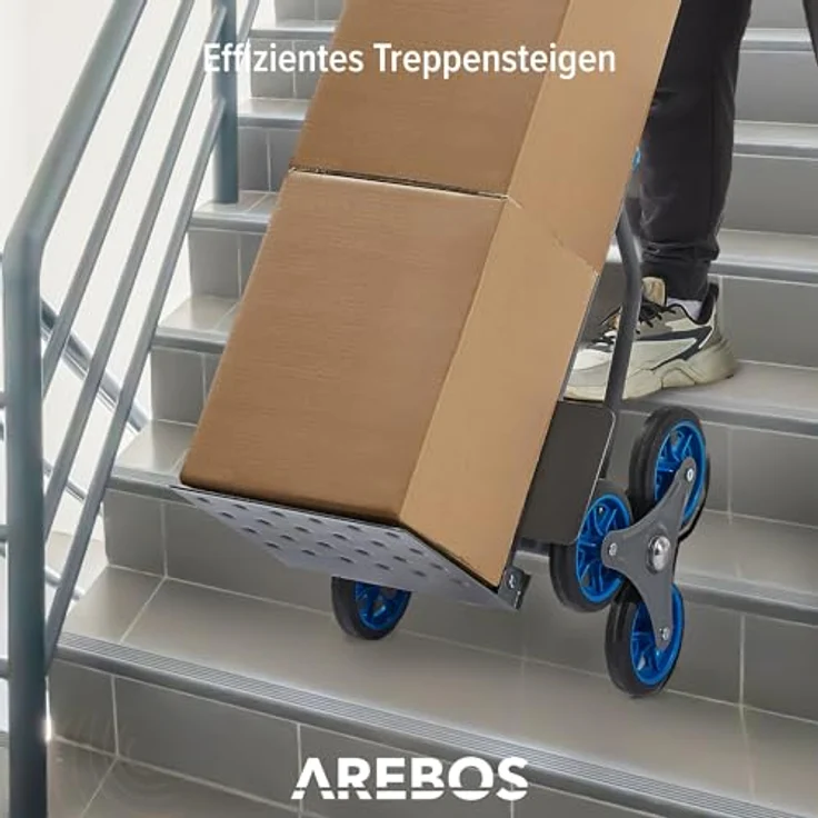 Arebos Treppensackkarre Transportkarre 150kg Treppensteiger Stappelkarre, Höhenverstellbar: 74 - 109 cm, Anthrazit - Preisvergleich – Bild 3