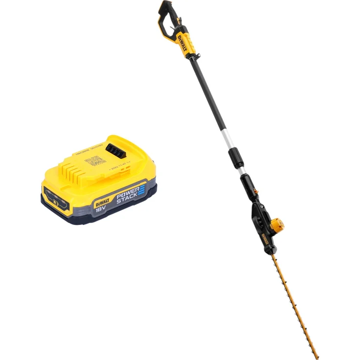 DeWalt DCMPH 566 N Akku Stabheckenschere 18 V 55 cm + 1x Powerstack Akku 1,7 Ah - ohne Ladegerät, leistungsstarke Heckenschere mit Laser-geschliffenem Dual-Aktion Schwert
