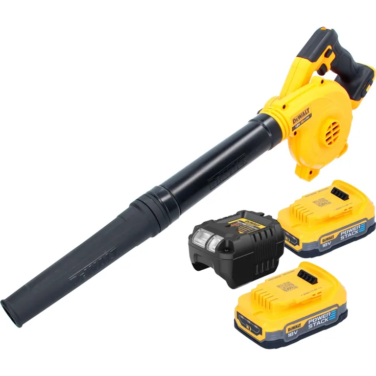DeWalt DCV 100 E2 Akku Gebläse / Laubbläser 18 V + 2x Powerstack Akku 1,7 Ah + Ladegerät, leicht und leistungsstark