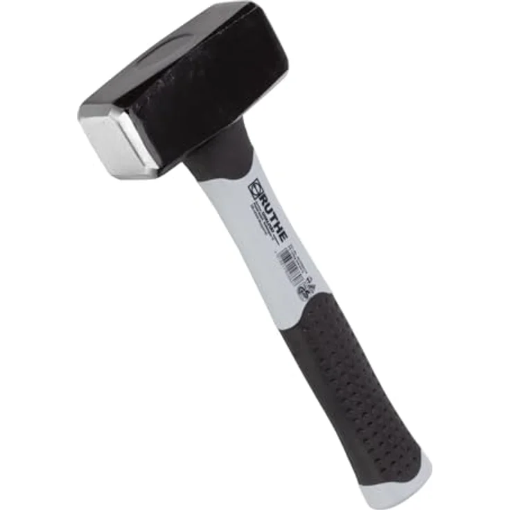 Ruthe Hammer RUTHE Fäustel 800 gr. Fiberglasstiel DIN 6475, mit grau/schwarzem ergonomischen 3-Komponenten-Griff – Bild 2