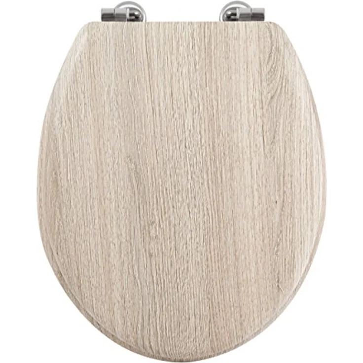 MSV WC-Sitz Parkett MDF, 42,5 cm x 36,5 cm x 5 cm, mit Edelstahl-Scharnieren, Holzoptik, feuchtigkeitsbeständig und leicht zu reinigen – Bild 8