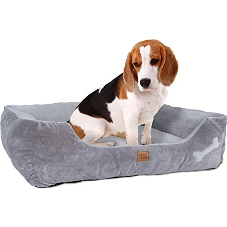 ib style® Happy Buddy Hundebett | Haustierbett für Hunde & Katzen | Anti-Rutsch Unterseite | mit Reißverschluss | M | Grau