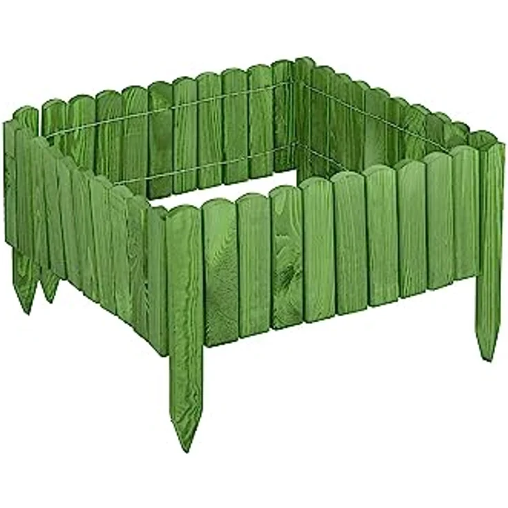 Garronda Beeteinfassung Holz Rollzaun Gartenzaun imprägniert Flexibler Rollborder Rasenkante Palisade Umzäunung für Garten Länge: 200 cm GD-0046 (Darkgrün, Höhe: 10 cm) – Bild 3