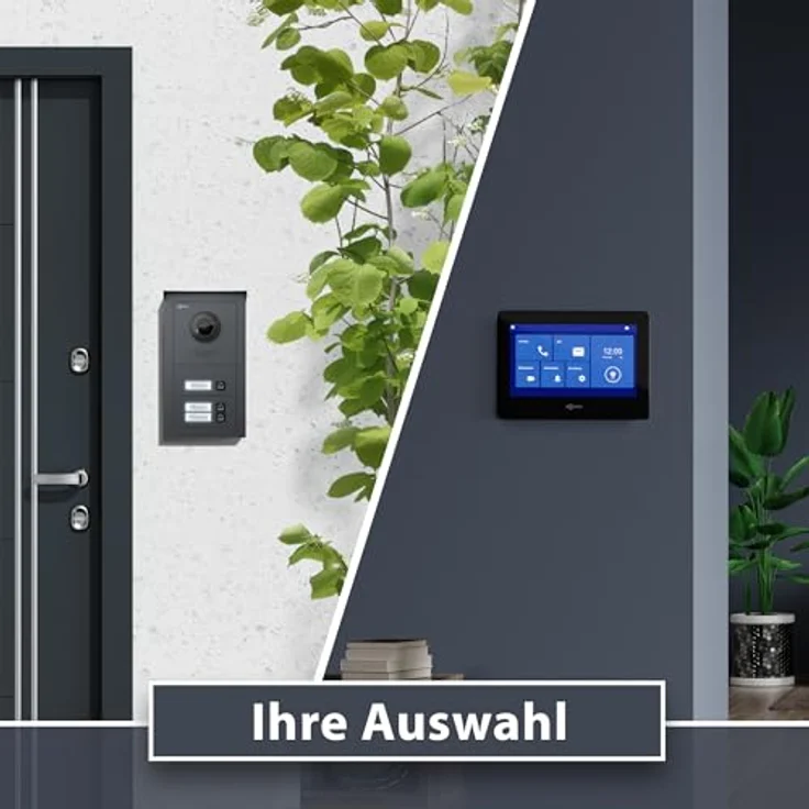 Goliath Intercom Video-Türsprechanlage Basic-Line, 7-Zoll HD Monitor, 2-Draht Technologie, Full HD Kamera, Anthrazit/Silber, App-fähig, für 3-Familienhaus – Bild 4
