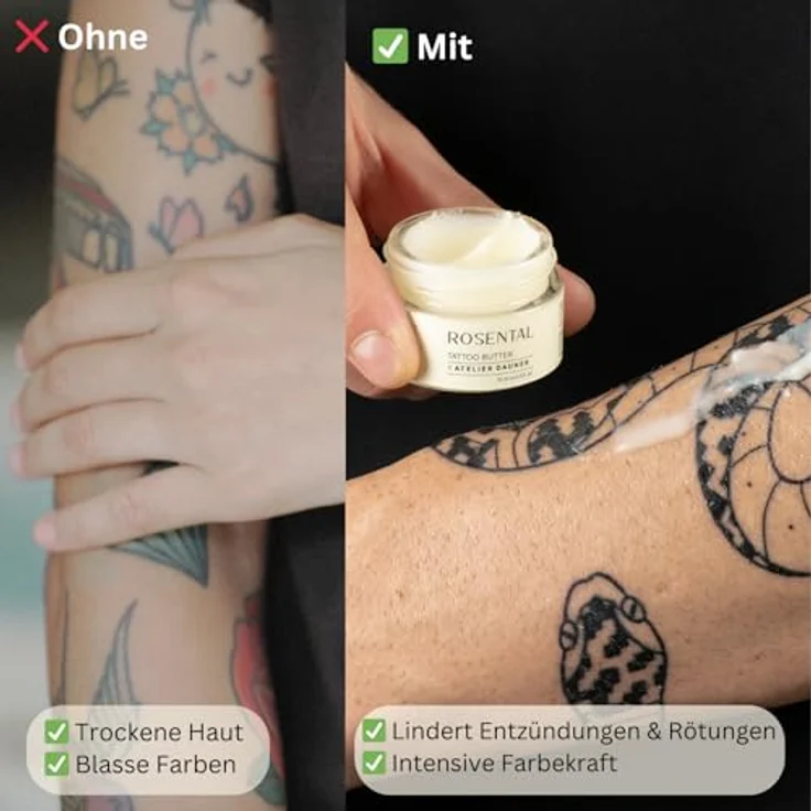 Rosental Organics Tattoo Butter x ATELIER DAUNER, Natürliche Pflege für strahlende Tattoos, Schnelle Heilung, Vegan, 15ml – Bild 4