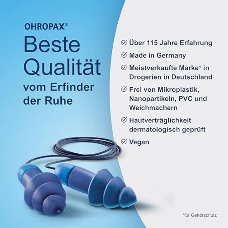 OHROPAX Profi Ohrstöpsel, Gehörschutz mit soften Lamellen, Schalldämmwert SNR 29 dB, wiederverwendbar mit Umhängeband, ideal für Heimwerken und Arbeitsplatz, 1 Paar – Bild 2