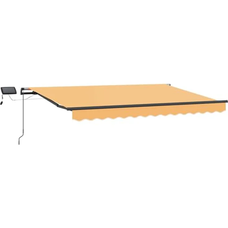 vidaXL Ausziehbare Markise Sand 400 x 300 cm, UV-beständig, mit Aluminiumgestell und solarbetriebenen LEDs – Bild 1